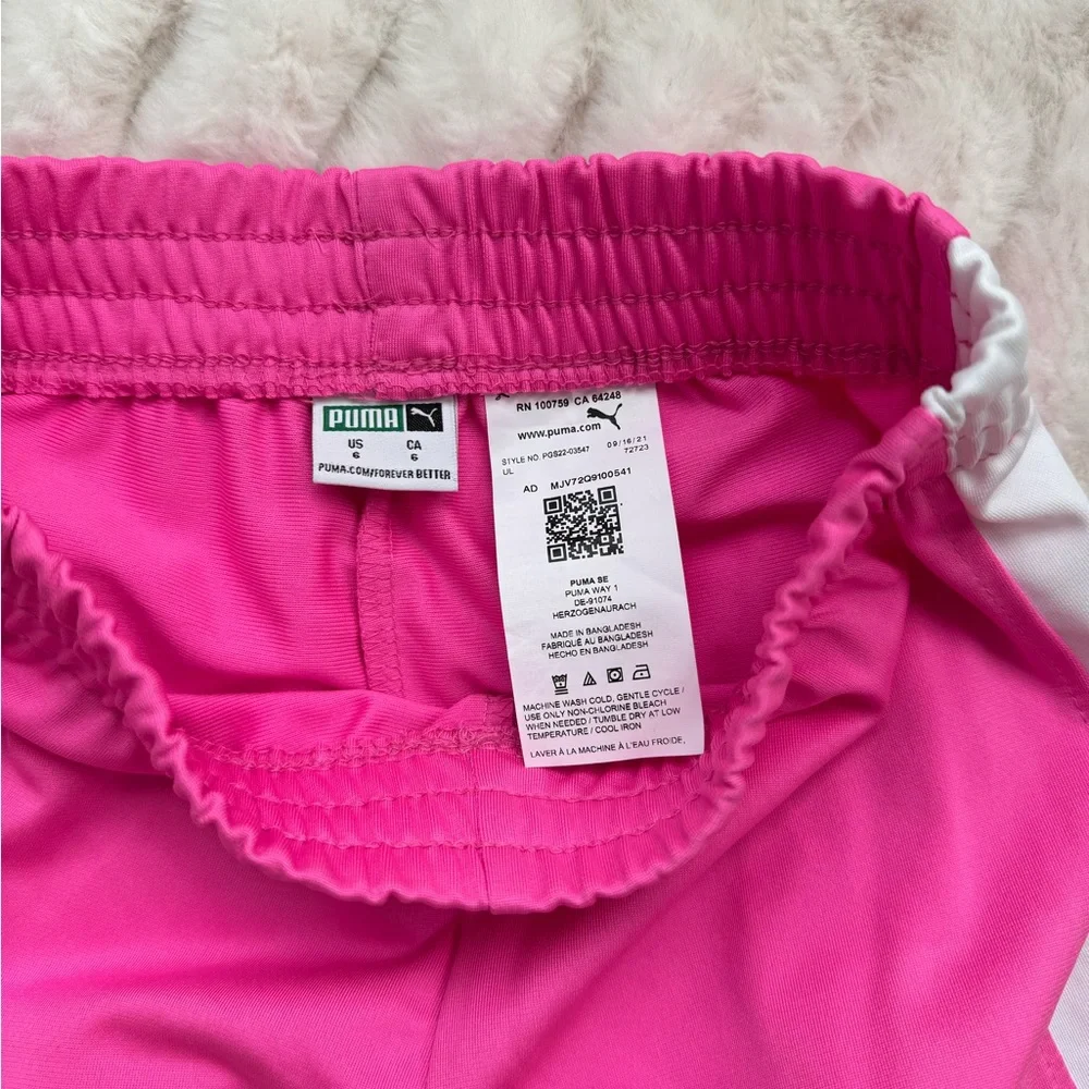 Puma Girls Pink and White Athletic Shorts with Elastic Waistband, Size 6 - Picture 4 of 6